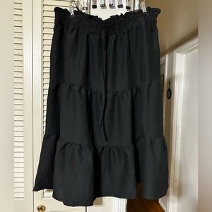 Women’s Black Ruched Midi Bohemian Skirt